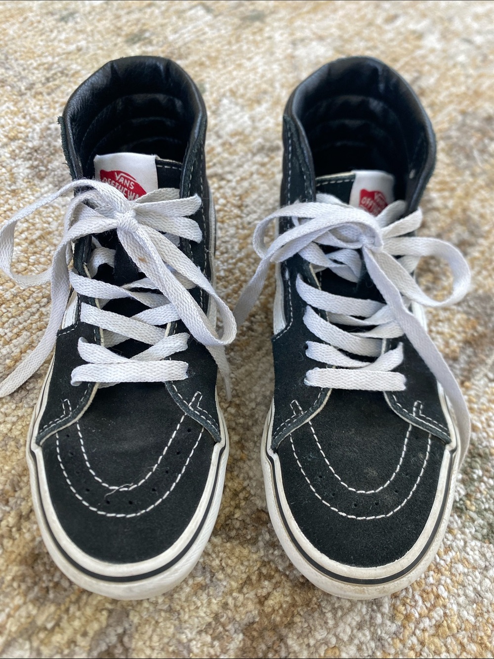 Vans Kids Black High-Top Sneakers with White Laces